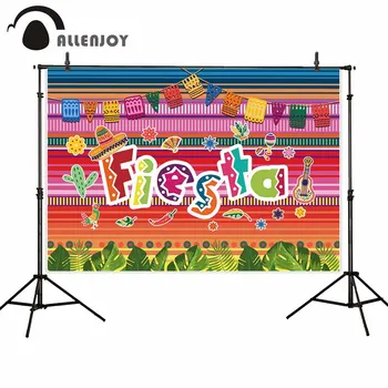 

Allenjoy Festival Celebration Party Decor Mexican Lottery Tropical Leaves Flowers Flags Photocall Summer Grand Event Backdrops