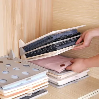 

Plastic Closet Organizer Wardrobes Clothes Folder T Shirt Clothes Organizer Easy Tray Folding Board Storage Rack 10pcs