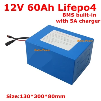 

12.8V 12V 60Ah LiFepo4 battery for solar energy storage solar system street LED light Motorcycle scooter Ebikes+5A charger