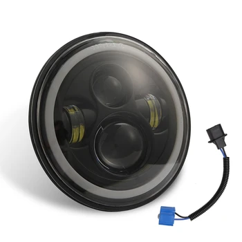 

7 Inch 150W Round Led Headlight High Low Beam with Blue Halo Ring Angel Eyes for Jeep Wrangler Jk Tj Lj Cj Car Accessories