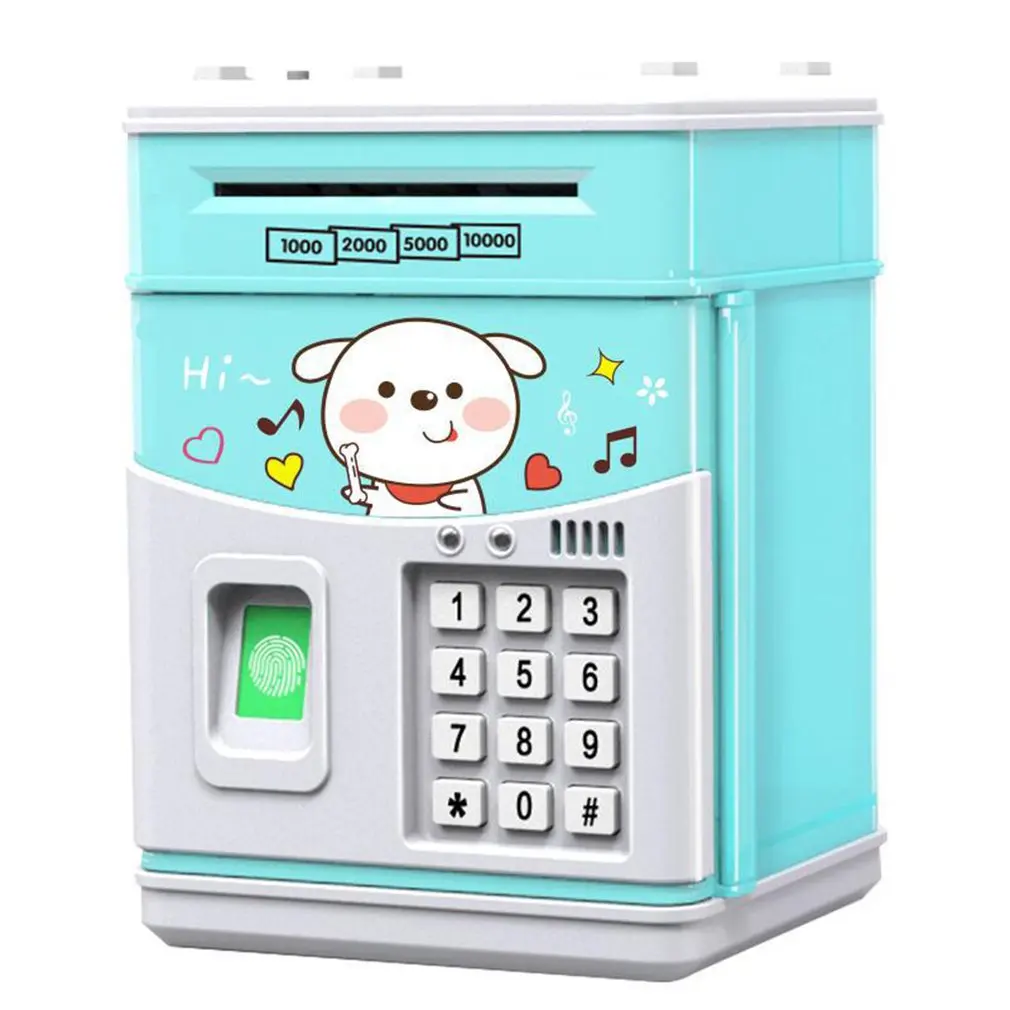 Kid Piggy Bank Electronic Atm Password Fingerprint Unlock Money Box Automatic Cash Coins Saving