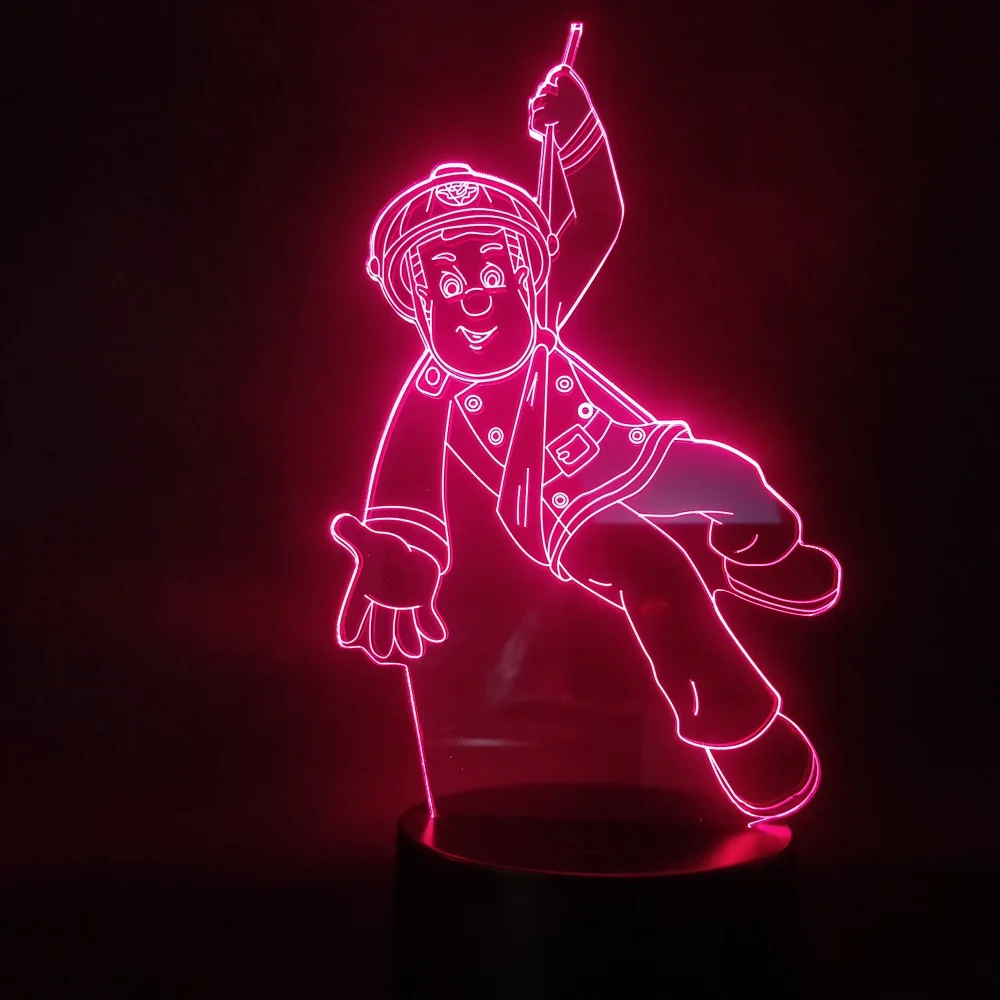 

USB 3D Lamp Peoples Hero Fireman Sam 3AA Battery Powered Dropshipping Bright Base for Indoor Decor LED Night Light Lamp