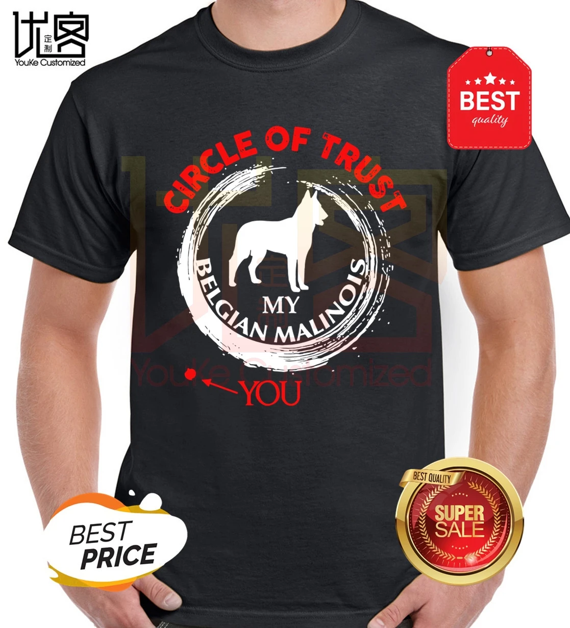 Belgian Malinois T s shirt Circle Of Trust My You Popular Tagless Tee T-Shirt men's women's 100% cotton short sleeves tops tee |