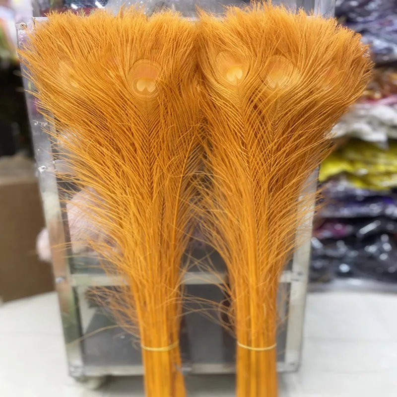 

100 Pcs/Lot Golden Real Peacock Feathers for Crafts 80-90cm Peacock Feather Home Hotel Decor Wedding Decoration Plumes plumas