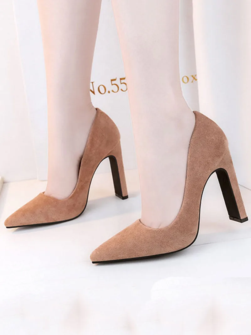 2020 Fahsion Thick Heel Pointed Toe Women Pumps High Heels Shoes Female Sexy Party Shoes Office Leisure Ladies Shoes VT707 (12)