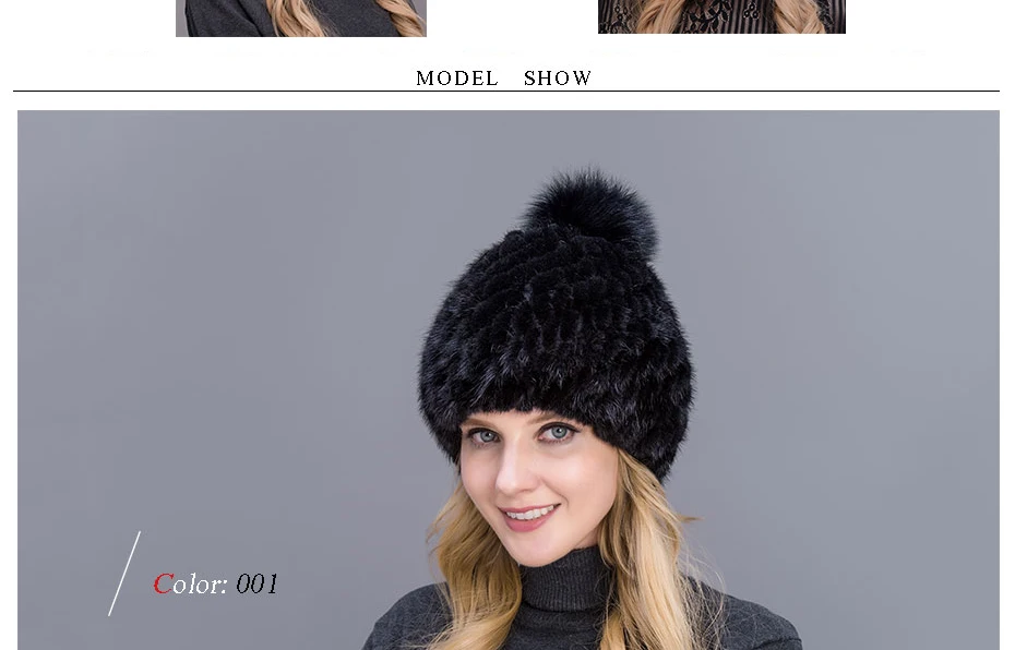 heißer Stil Mode Winter Warme Frauen Stricken Caps Nerz hüte 3 Farben Erhältlich ANANAS FORM HUT MIT FUCHS Bommel