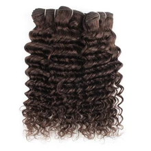 Kisshair color #2 deep wave hair bundles 3/4 pcs darkest brown Peruvian  human hair extension 10 to 24 inch remy weft hair