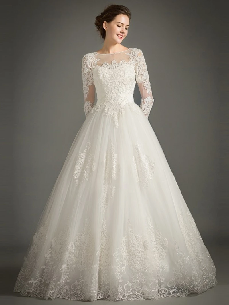 

2024 Vintage Full Beaded Appliques Long Sleeve Wedding Dresses Muslim Arabic Princess Bridal Gowns robe de mariage