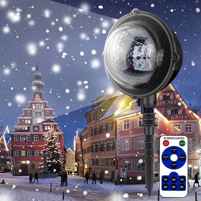 Светодиодный проектор для снега, водонепроницаемый, с вилкой европейского и американского стандарта, снежинка, лазерный проектор, светильник для рождественского дома, декоративный светильник с пультом дистанционного управления