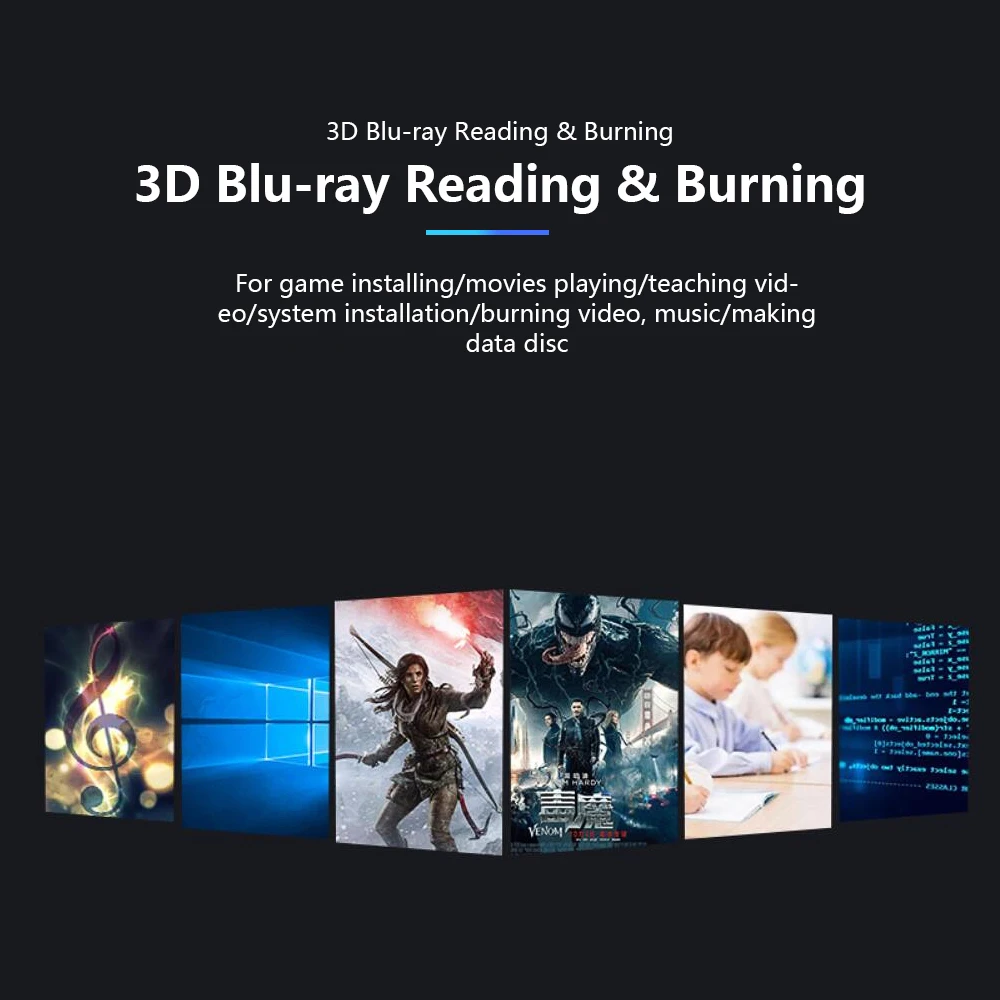 Ультра тонкий внешний диск DVD-RW USB 3,0 Писатель горелки BD-ROM 3D Blu-Ray плеер для Linux Windows Mac OS черный