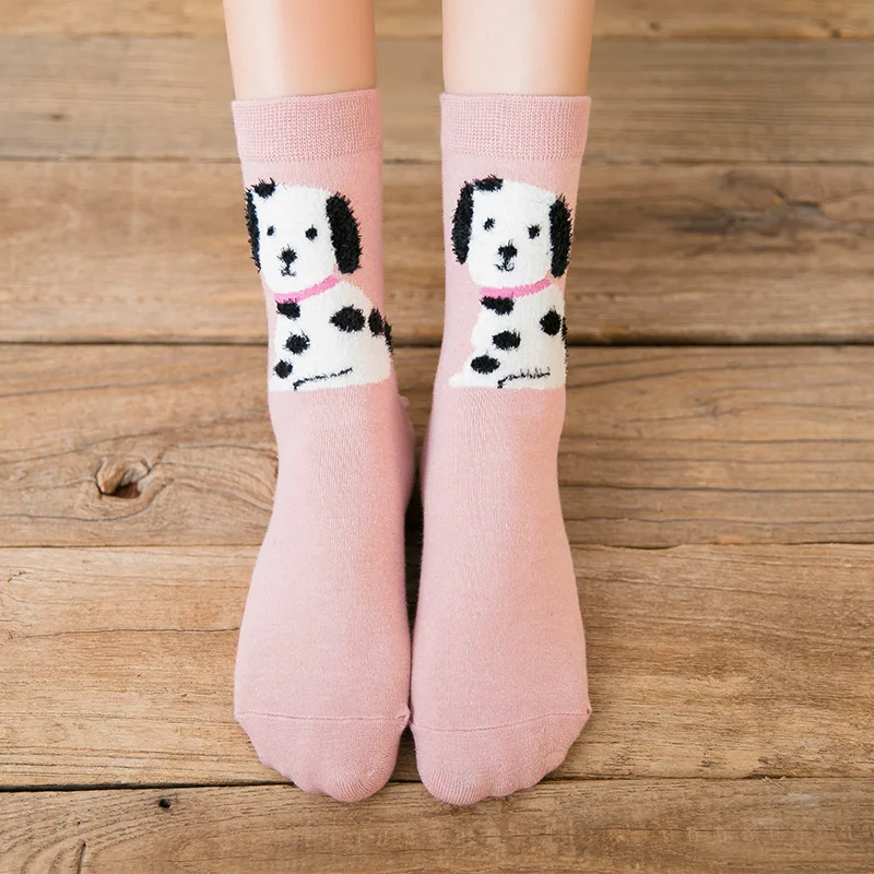 5 пар, женские короткие носки, креативный, милый, мультяшный рисунок животных, Осень-зима, удобные теплые хлопковые носки