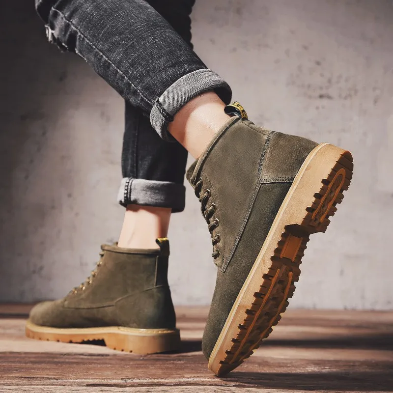 

Martin Boots Men's British-Style Hight-top Workwear Snow Boots Men Ankle Boots Mid-top Cotton Boots Men's Winter Cotton-padded S