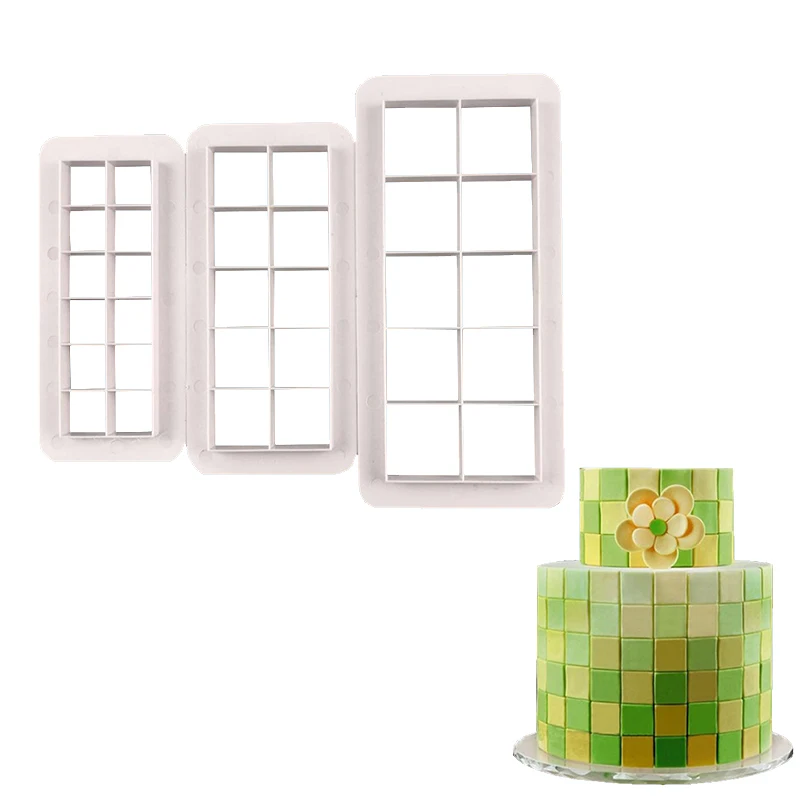 

3Pcs Cube Cake Cookie Press Stamp Embosser Cutter Fondant Mould Wedding Party Kitchen Baking Bread Cream Dessert Embossing Tools