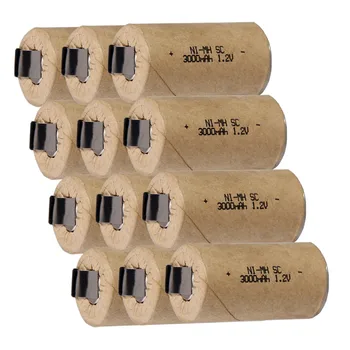 

Real capacity 12 pcs SC 3000mah 1.2v battery NIMH rechargeable batteries for electric screwdrivers 4.25cm*2.2cm for power tools
