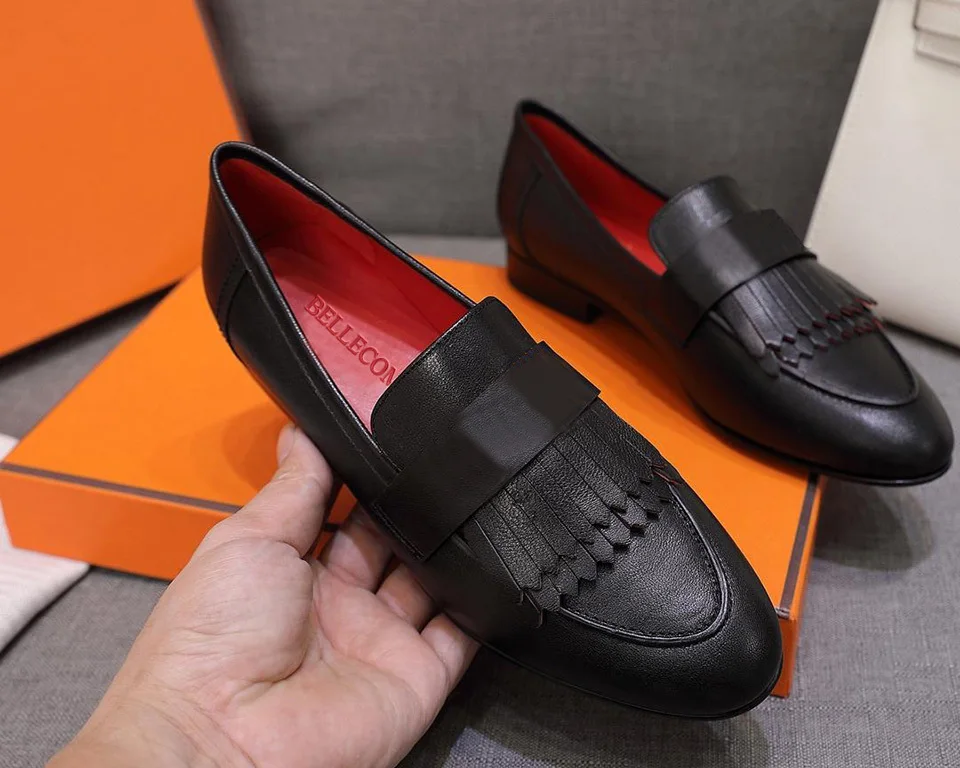 

BELLECOM 2019 Early Autumn New Type Leather Flat Bottom Comfortable Women's Single Shoes Liuzhou Fashion Lefu Shoes