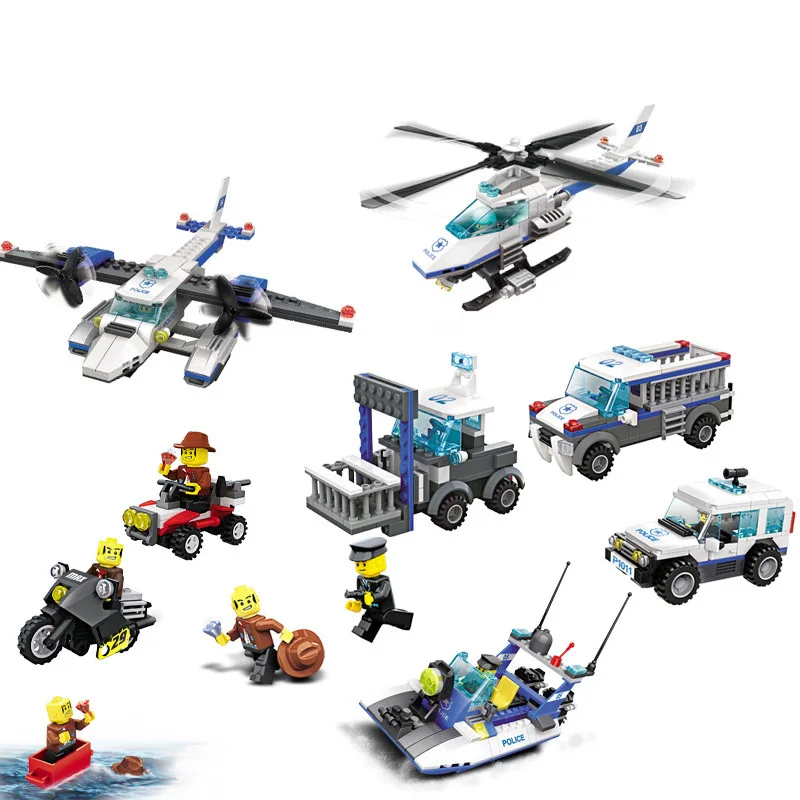 

City Police Series Building Blocks Vehicle Helicopter DIY Bricks Compatible with Legoing Boy Friends Toys for Children gifts