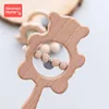 1Set Baby Toys Music Rattle Wood Crochet Bead Bracelet Wooden Rodent Chew Play Gym Montessori Baby Teether Products Newborn Gift 3