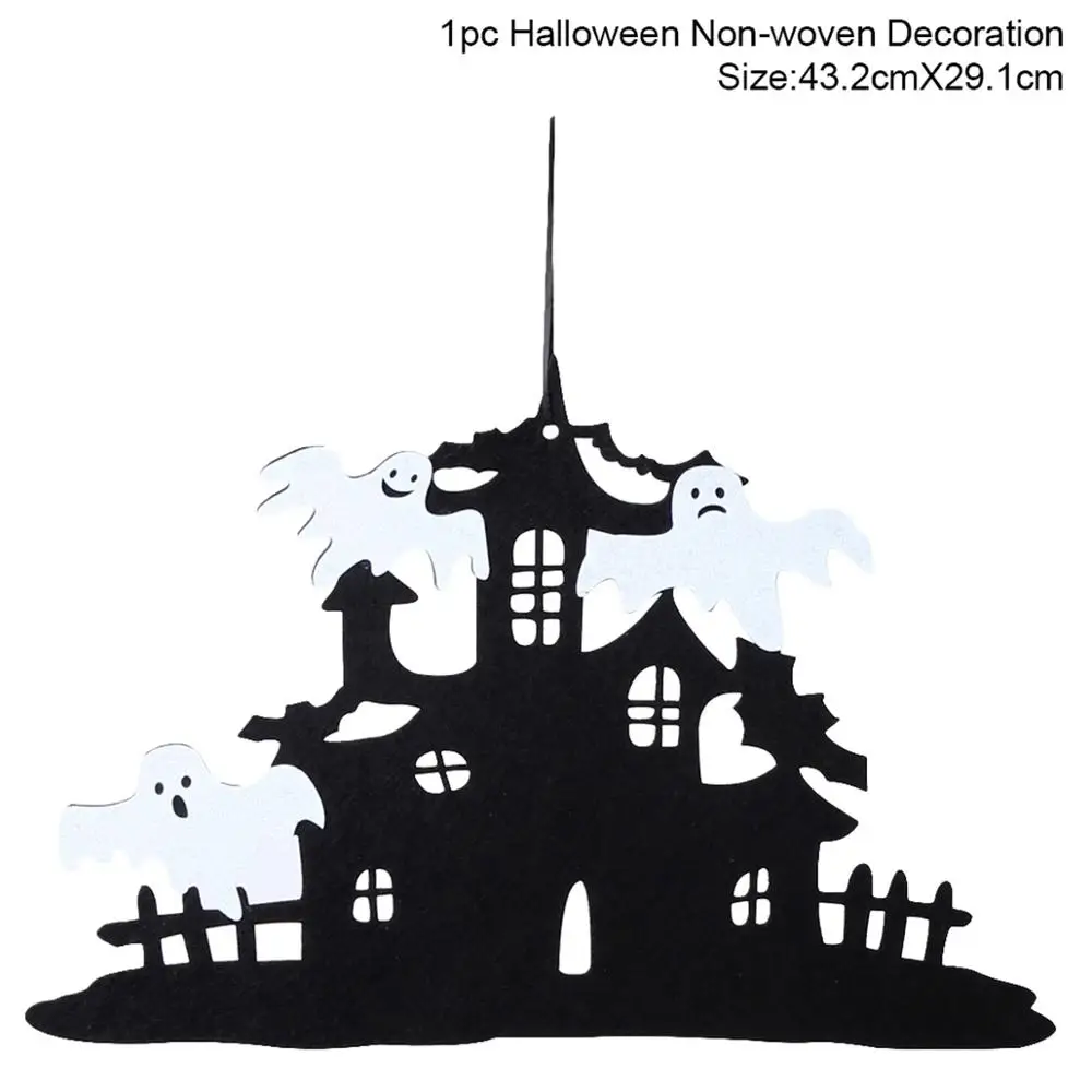 Haunted house QIFU Хэллоуин Тыква трюк или лечение занавес Хэллоуин Декор Хэллоуин летучая мышь паук, ведьма кулон Haloween вечерние аксессуары - Цвет: Haunted house