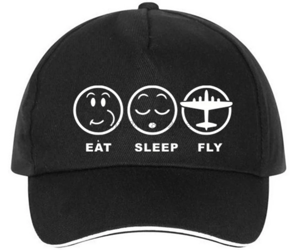 Забавный дизайн Eat Sleep Fly бейсболки с принтом Мужская шляпа