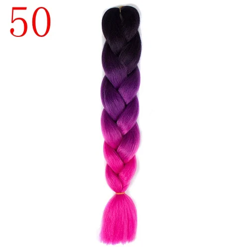 50 24inch Jumbo Braids Long Ombre Jumbo Synthetic Braiding Hair Crochet Blonde Pink Blue Grey Hair Extensions African Viscera - Цвет: 50