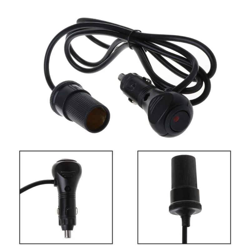 

12V 24V Car Cigarette Lighter Adapte Cable Plug Socket With ON-OFF Switch Button YHQ