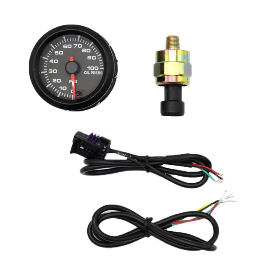 Oil Pressure Gauge + Sensor Digital LED DC 12V 52mm 0-100psi for Universal Car