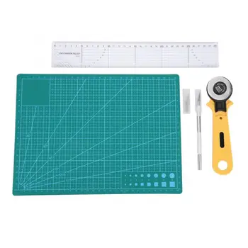 

5Pcs/Set Sewing Handmade Crafting Tool Kit Paper Fabric Leather Cutting Tools Set Sewing Kit Cloth Knife Patchwork Ruler Kit