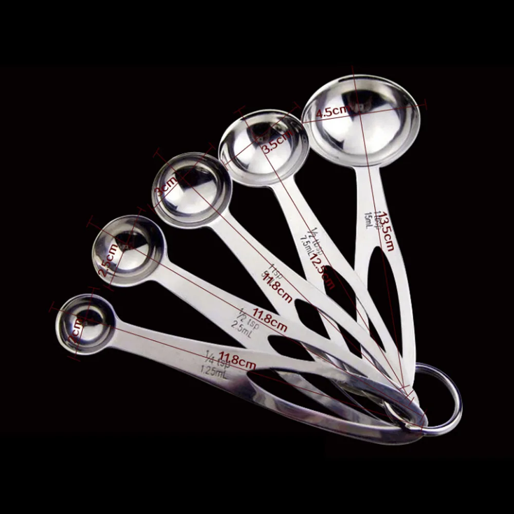 

5pcs/set Stainless Steel Measuring Spoons Seasoning Coffee Tea Measuring Spoons With Scale Bakery Tool Kitchen Supplies Tools