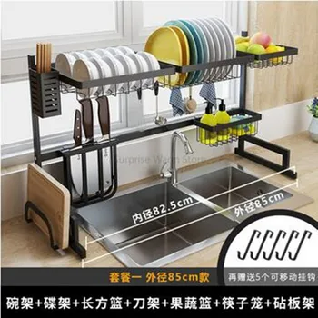 

2020Hot Metal Dish Drainer Sink Holder Strong Bearing Capacity Plate Rack Kitchen Dish Dryer Wall Hooks Kitchen Organizer Shelf