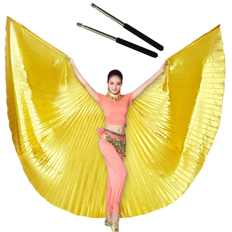 Танец живота Isis крылья с палочками Robs принадлежности для танца живота Болливуд Восточный Египет египетские крылья костюм для взрослых женщин золото - Цвет: Gold
