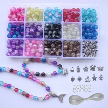 

420pcs Crack Bead Materials DIY Box-Packed Hanging Drop Parts Box-Packed Stoving Varnish Jewelry Accessories for Bracelet Neckla