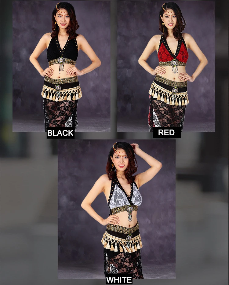 Племенной набор костюма для танца живота 2 шт. комплект бюстгальтер чашки A/B/C/D кружева хип шарф женщин танцевальная одежда плюс размер Племенной костюм