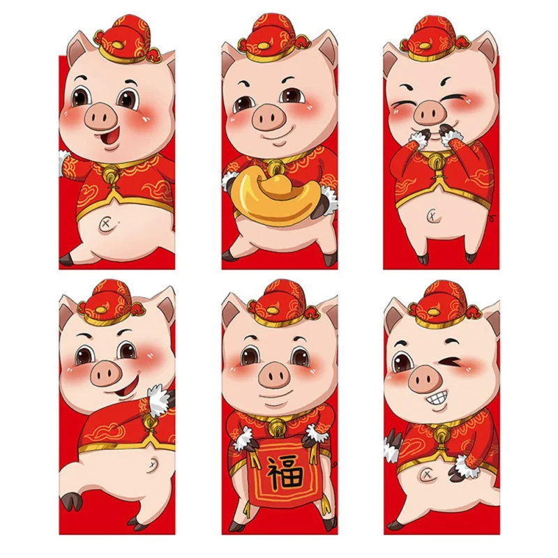

4/6Pcs Chinese New Year Red Envelope Fill In Money Tradition Gift Present Wedding Red Envelope Birthday Gift