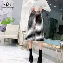 Bella philosophy осенние клетчатые женские повседневные юбки, женские модные прямые юбки, женские юбки с высокой талией