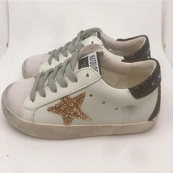 

Good Shoes, Customized Sneakers, Old Dirty Shoes, Black Flashing Tail, Yellow Star Cowhide, All-match Increased Couple Shoes