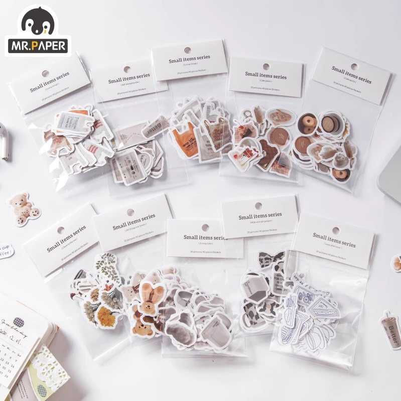 

Mr.paper 40 Pcs/bag 8 Designs Ins Style Small Items Series Cute Little Stickers Hand Account DIY Material Decoration Stickers
