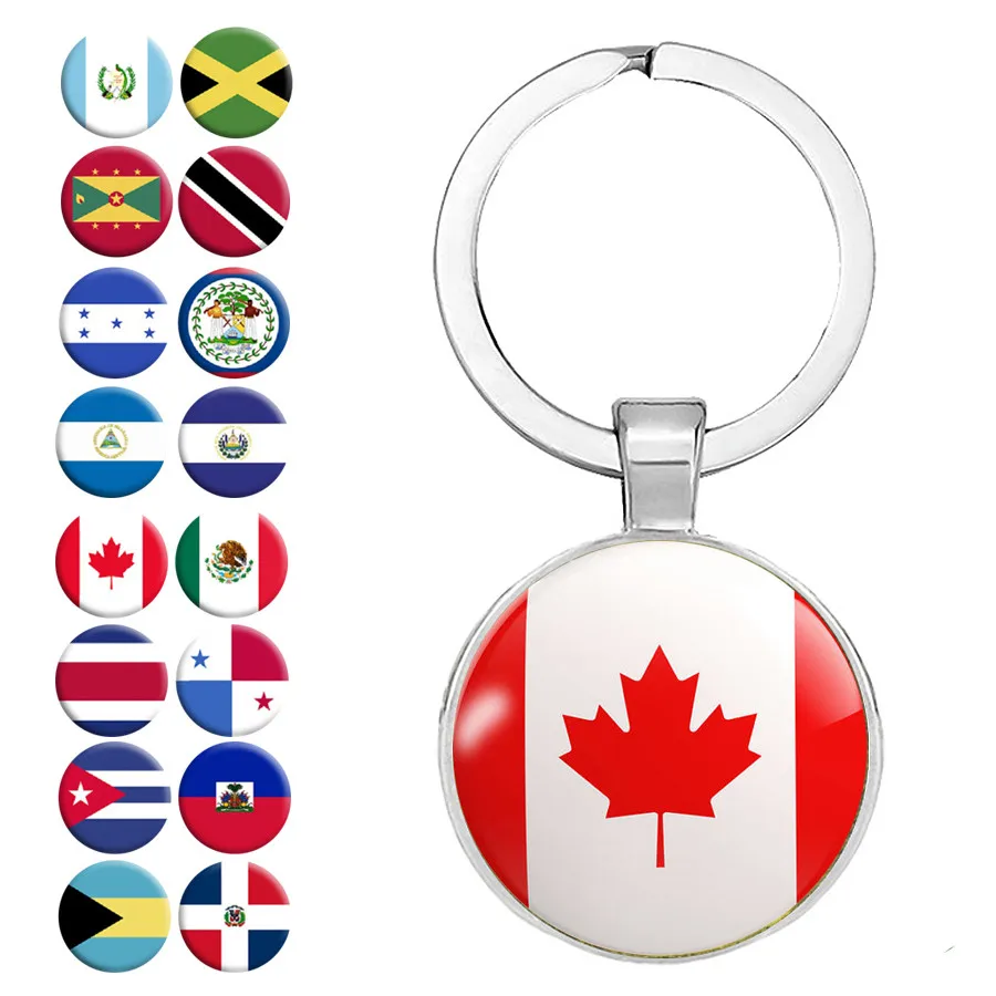 

National Flag Keyrings Canada Mexico Cuba Haiti Panama TTO Salvador Dominica Granada Belize Costa Rica Keychain Jewelry Llaveros