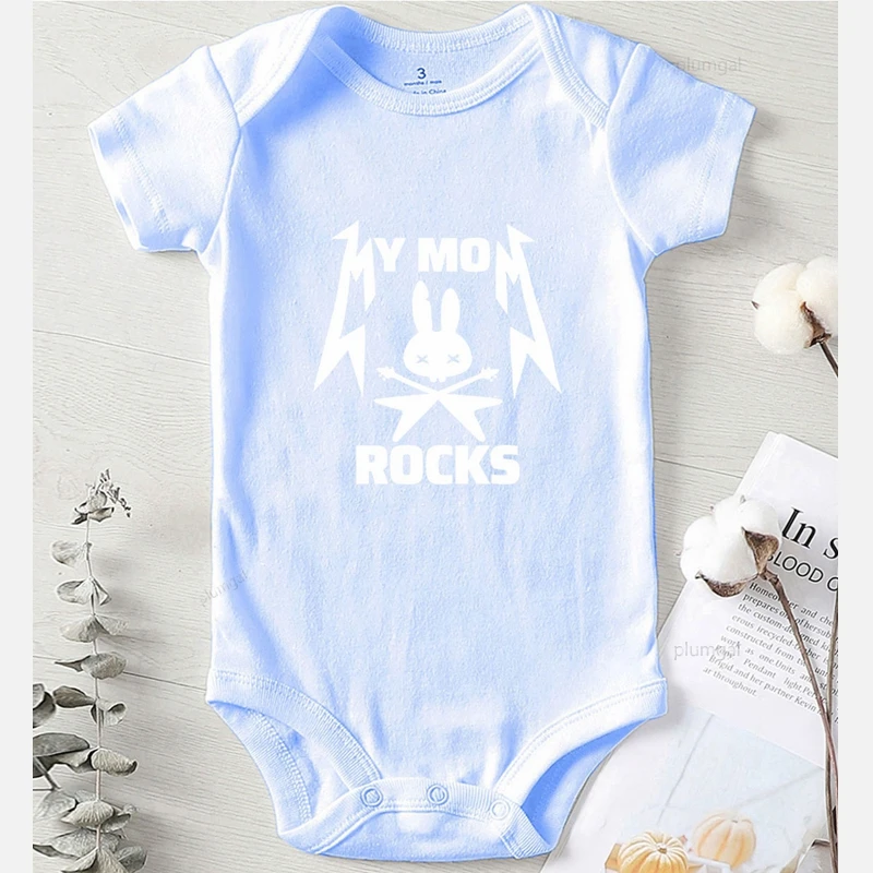 Toddler Romper Clothing for Babies Children Jumpsuits Winter Baby Shower Gifts Cotton Printing Mom Rocks Newborn Girl Outfit Baby Bodysuits Fur