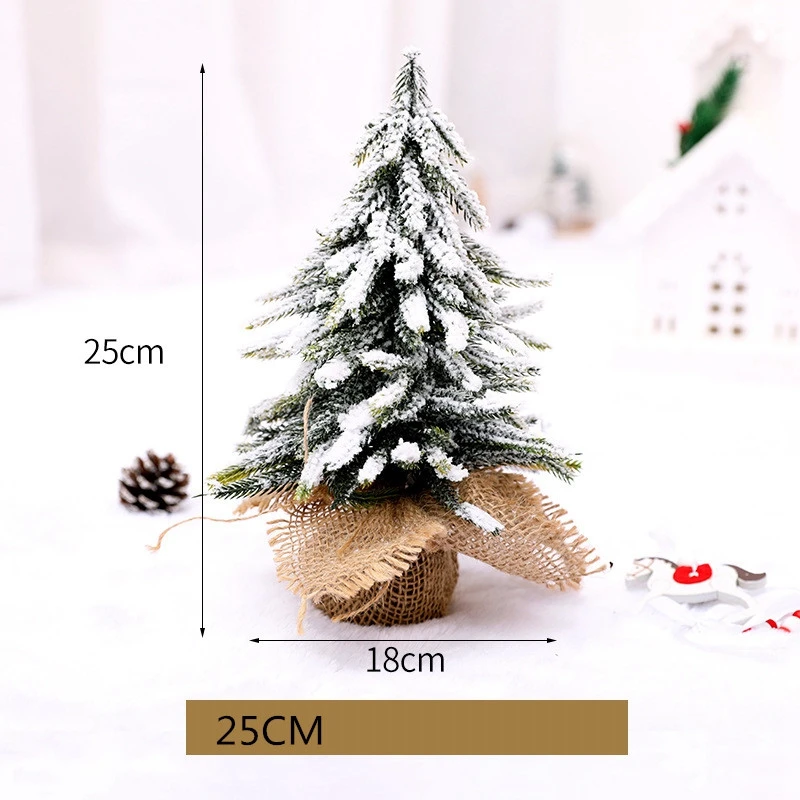 25cm 5 размеров, искусственная Рождественская елка, украшение, мини-Мешковина, Рождественская елка, Декор, Рождество, год, для дома, рабочего стола, окно торгового центра, декоративные принадлежности - Цвет: 25cm