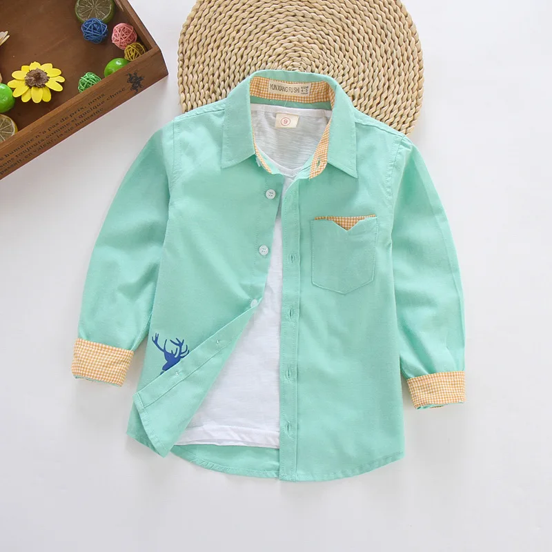 Boy BOY'S Big Boy Korean-style Long Sleeve 2-10 a Year of Age CHILDREN'S Garment Casual Shirt Spring And Autumn Pure Cotton Autu