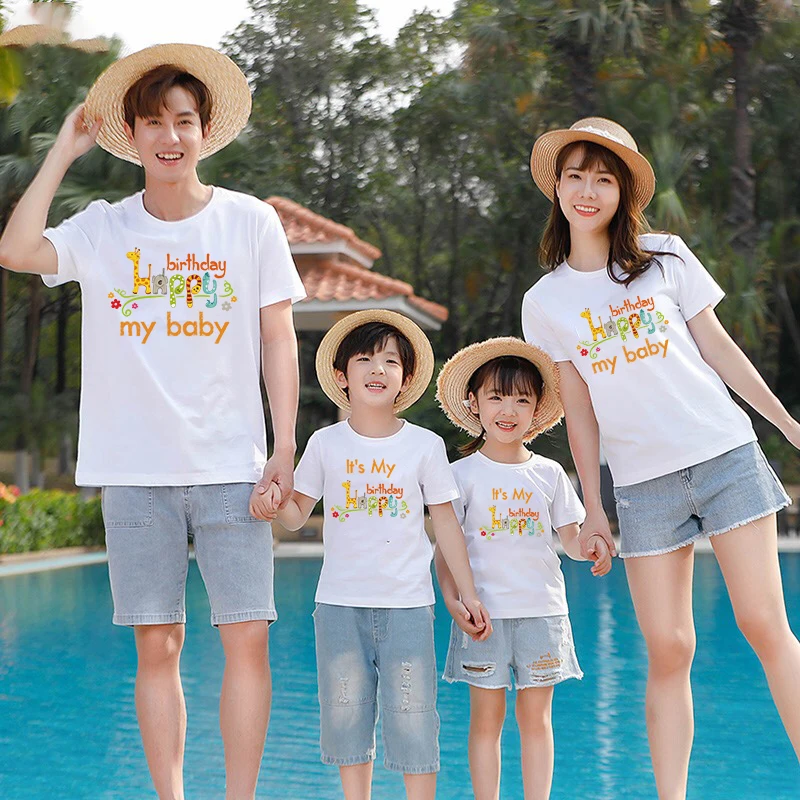 

Matching Family Outfit For Birthday Mother Father Son Daughter Baby Boy Girl Matching Clothes Its My Birthday T Shirt Summer Top