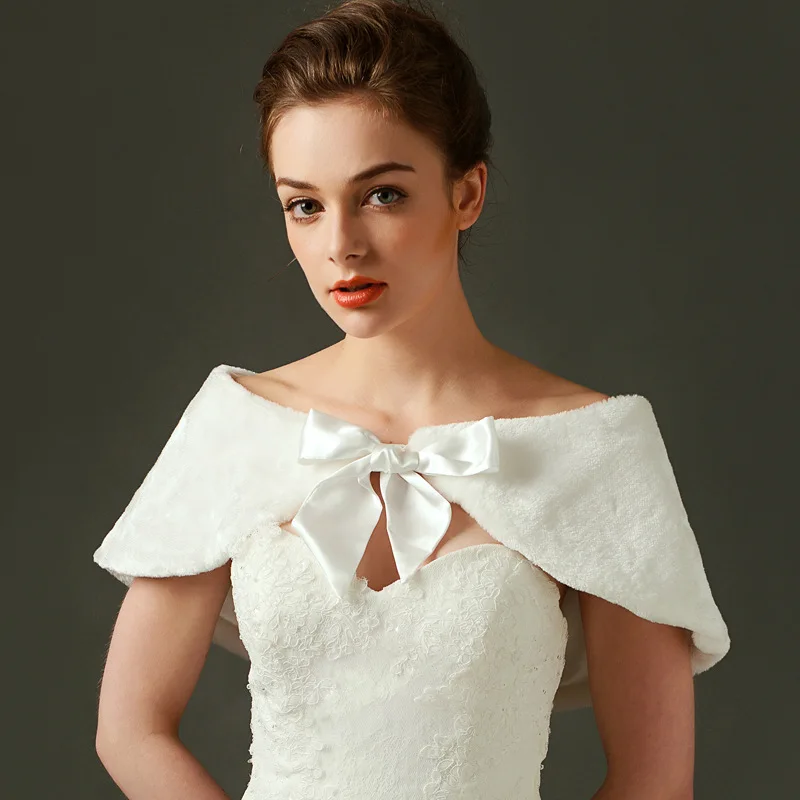 Ivory Shrugs For Women Wedding Jackets Faux Fur Bolero Bridal Shawls