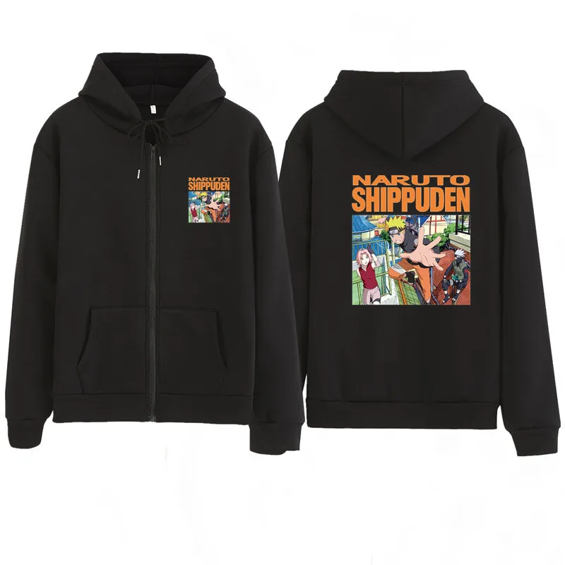 

Women Clothing Fashion Deisgner Couple Hoodie Plus Size S-3XL Naruto Cartoon For Winter Autumn Zipper Fleece Coat Casual Outwear