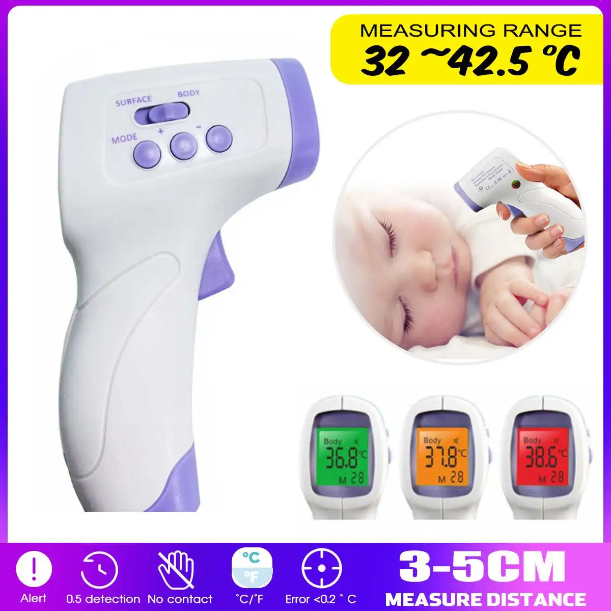 

Non-contact Infrared Digital Thermometers Adult Baby Forehead Body Handheld Thermometer Guns High precision Temperature Meter