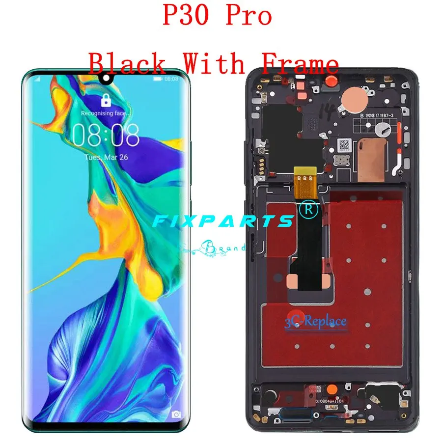 Super AMOLED huawei P30 Дисплей huawei P30 Pro ЖК-дисплей Сенсорный экран для HUAWE P30Pro ЖК-дисплей VOG-L29 VOG-L09 VOG-L04 с рамкой - Цвет: P30Pro Black Frame