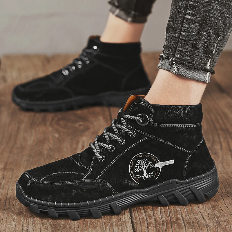 SMS New Men Shoes Breathable Sneakers High-top Sports Shoes Height Increased Ankle Boots Hiking Boots Zapatos Hombre Plus Size