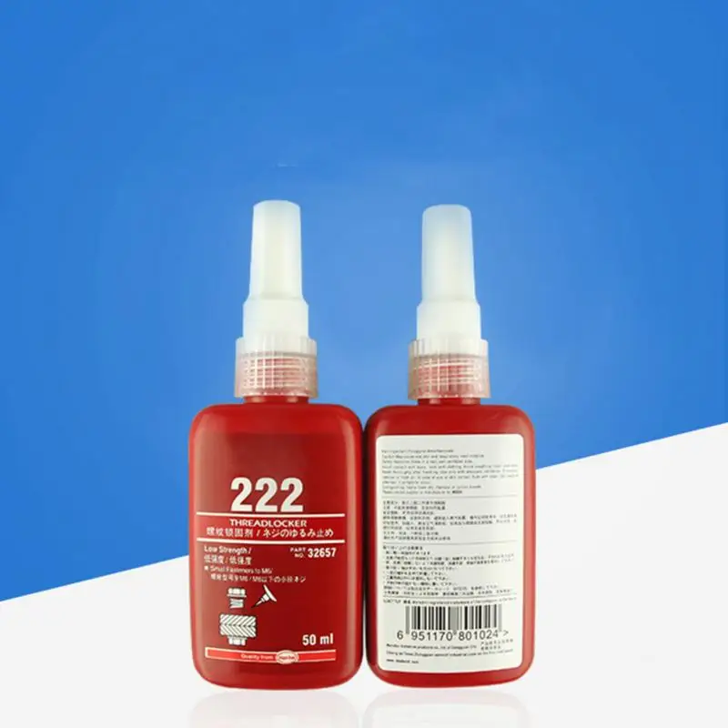2 x 222 50ml 10 мл 242/222 243 262 271 272 290 жидкий клей синий анаэробный клей съемный силиконовый герметик резьбы супер клей металлических поверхностей винт - Цвет: 2 x 222 50ml