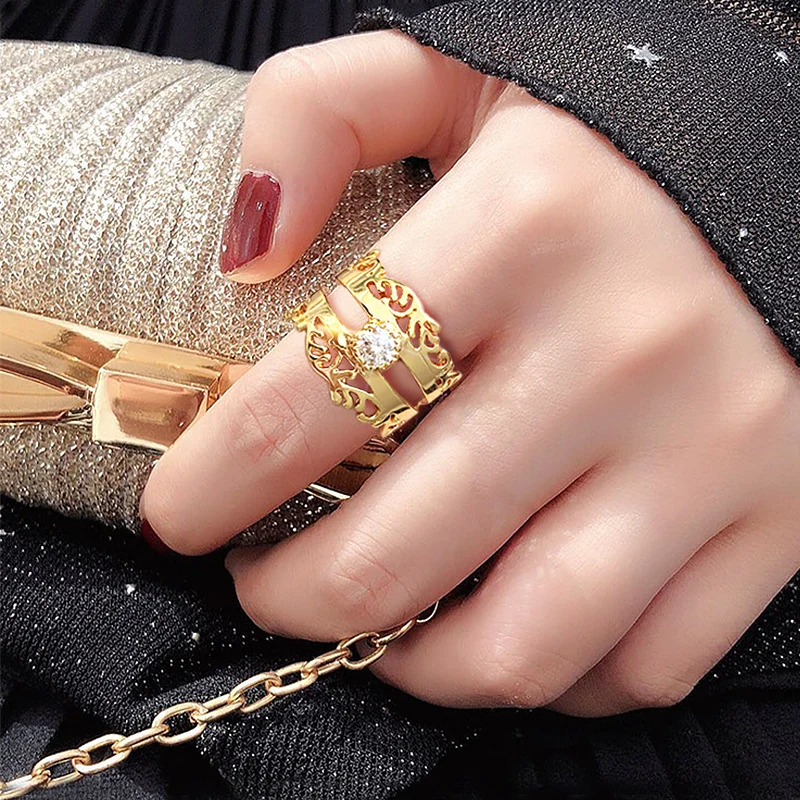 cheap Luxury Rock King Rings for Men women band etro CZ hollow aros bridal sets fancy Party dinner ring bague femme jewelry gift 6 10