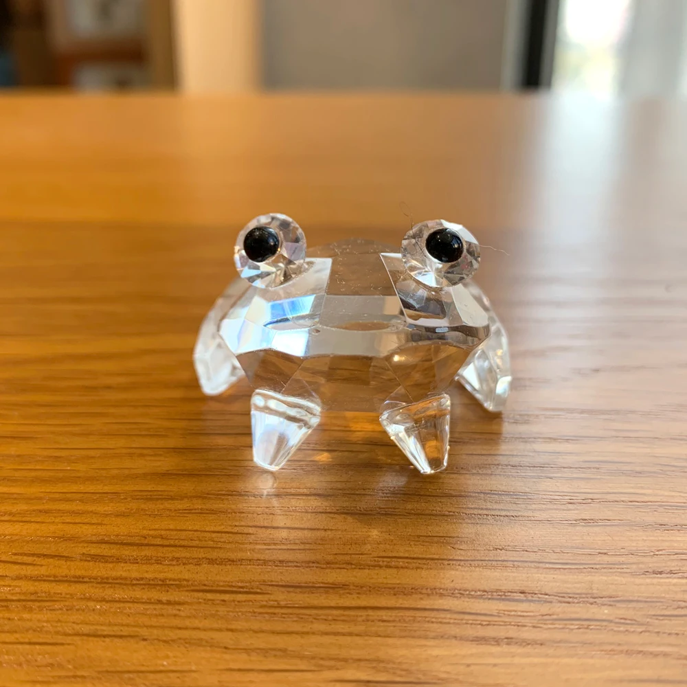 Crystal Frog Figurine Ornament Glass Frog Animal Paperweight Art Collection Home Table Decor Birthday Christmas Kids Favor Gift