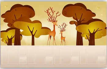 

Custom wallpaper 3d mural wallpaper for walls 3 d Simple and cute deer watercolor tree wall care children's room background wall